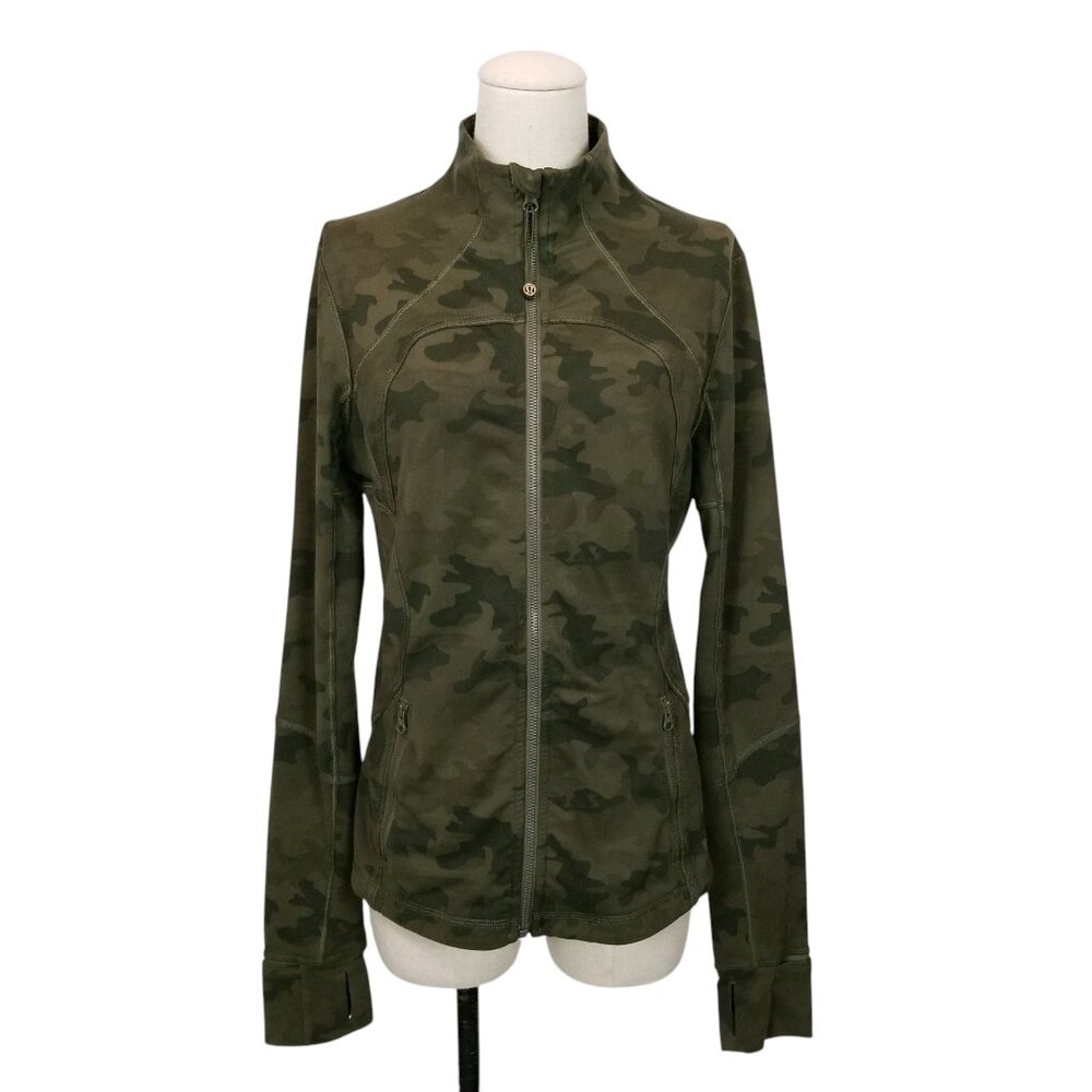 Lululemon Forme Jacket Cuffins Savasana Camo 20cm Fatigue Green Sz 10